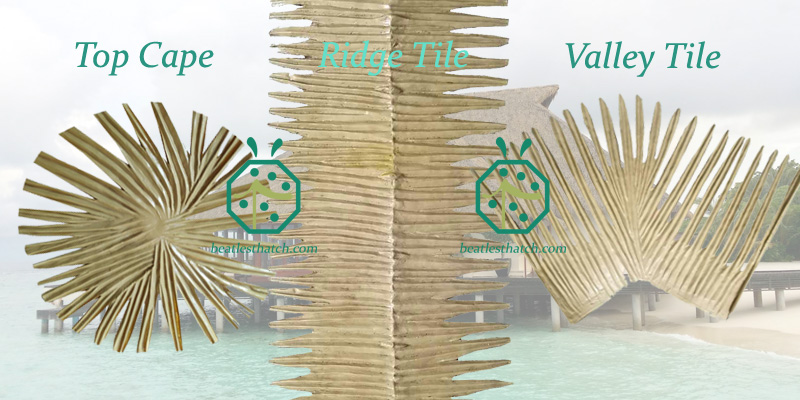 Full Accessories of Palm Thatch Roofing System For top cape, ridge and valley position