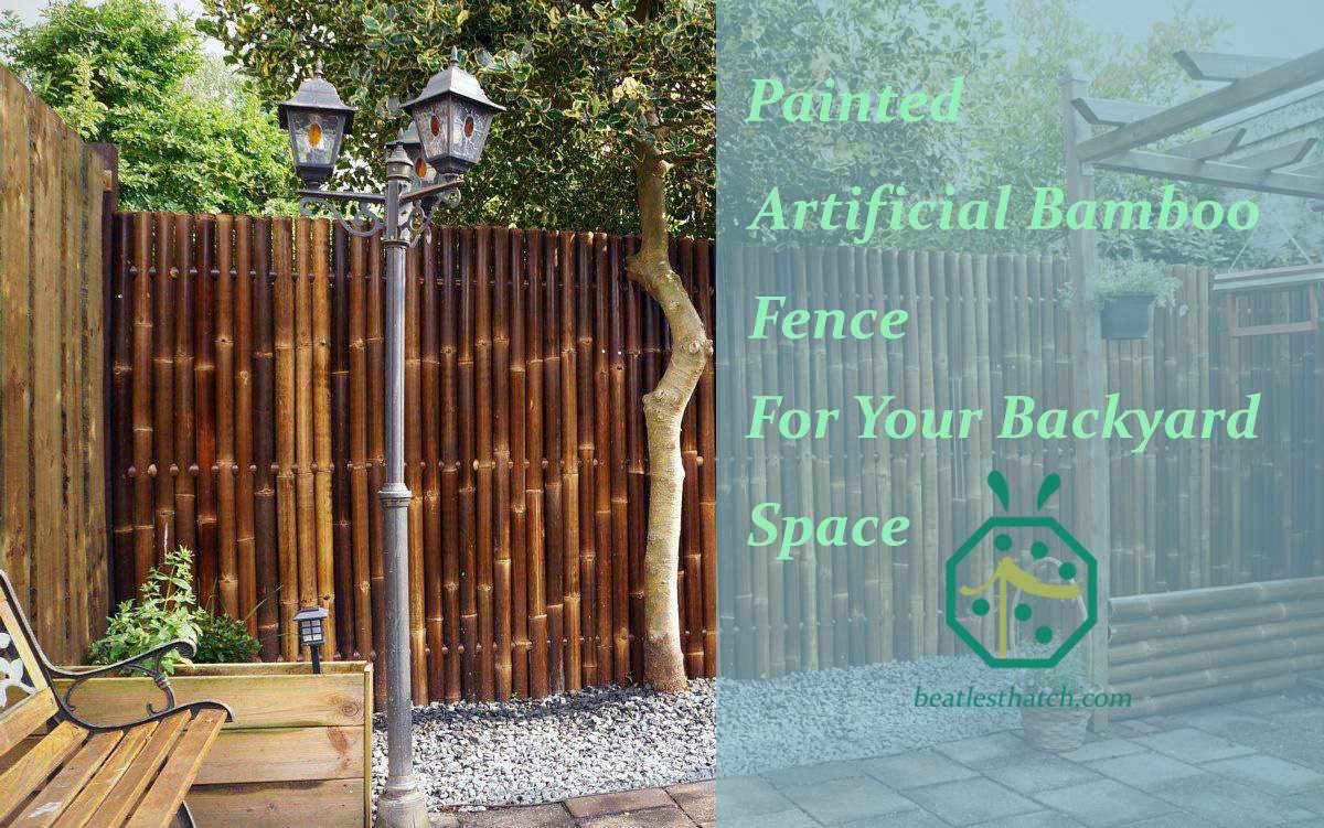 Painted artificial bamboo stick fence for backyard space decoration