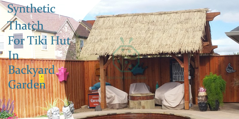 Tiki hut synthetic thatch roofing decoration for home backyard