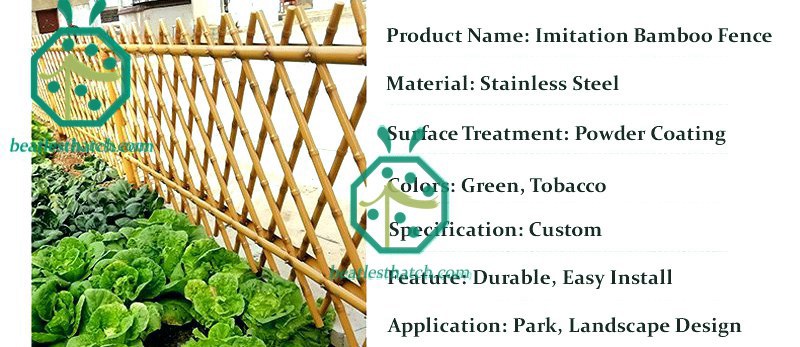 Some parameters of stainless steel simulated garden bamboo fence