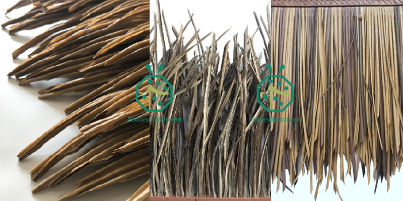 Fire retardant synthetic thatch roofing tiles for Chickee hut roof building or rethatch