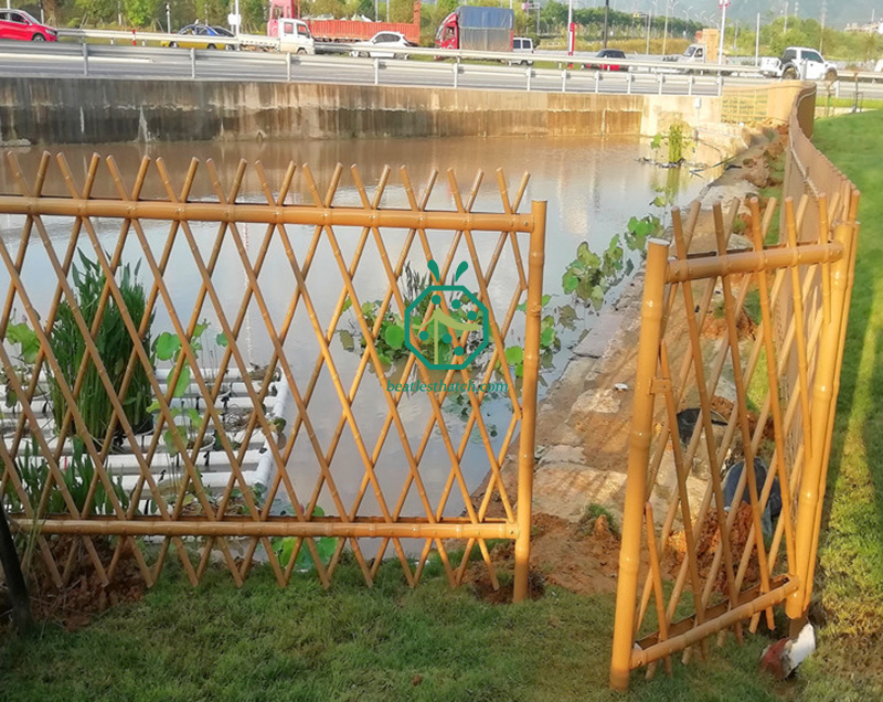 Iron bamboo fence for municipal pond decoration