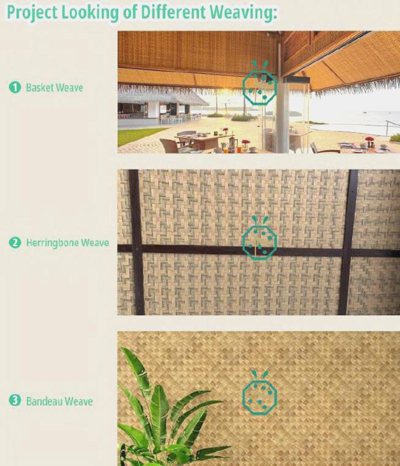 Installation affects for some styles of artificial bamboo weaving for house interior decoration