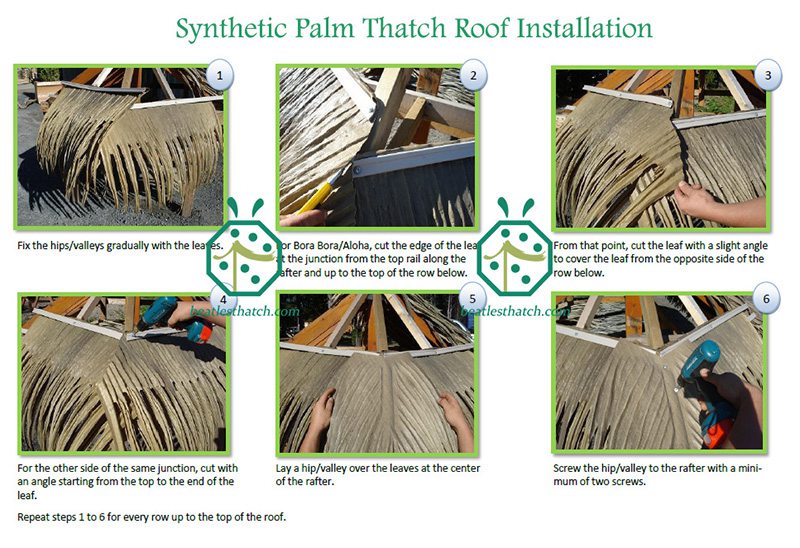 Installationsschritte für synthetische Palmblatt-Strohdachplatten