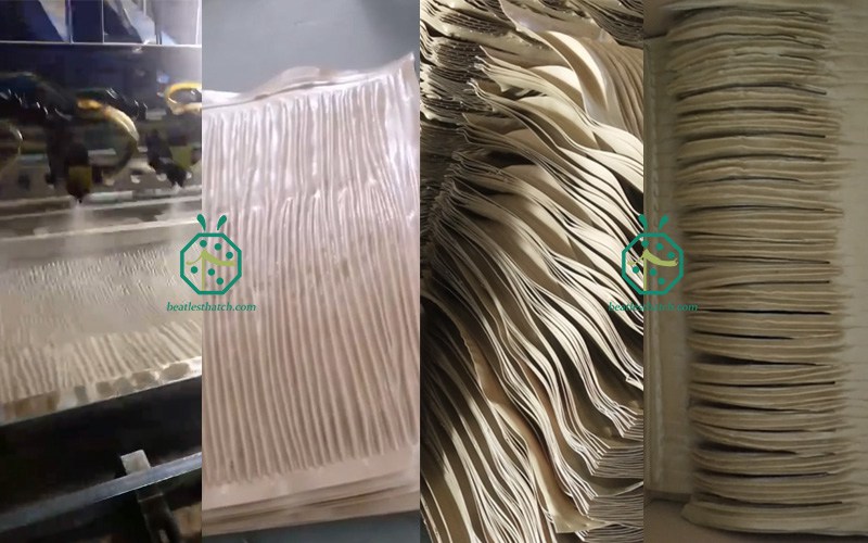 Herstellung und Verpackung von Materialien für künstliche Palmenstrohdächer