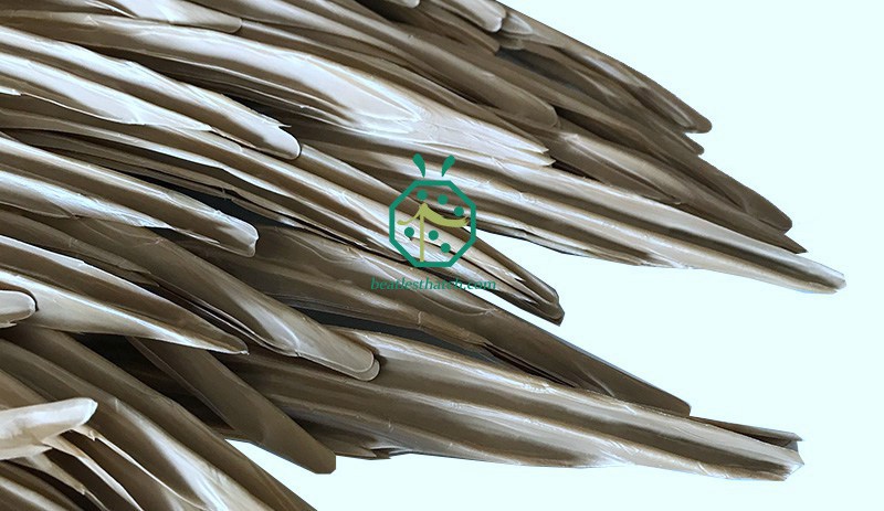 Palapa faux palm tree thatch roof panel for zoo park construction