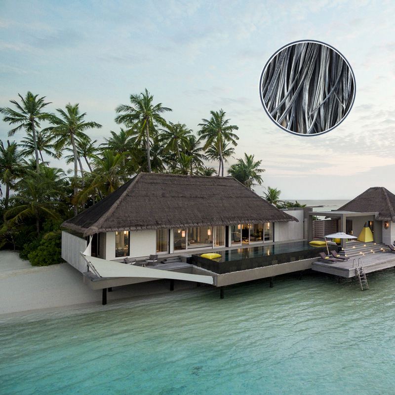 Malediven mit künstlichem Strohdach bedecktes Cottage für Gästezimmer