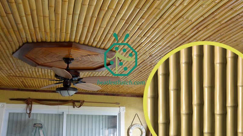 Artificial bamboo woven ceiling panels for tiki hut