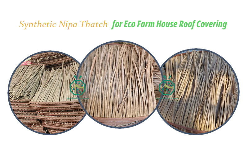 Synthetic banana leaf thatch for waterfront park landscape design