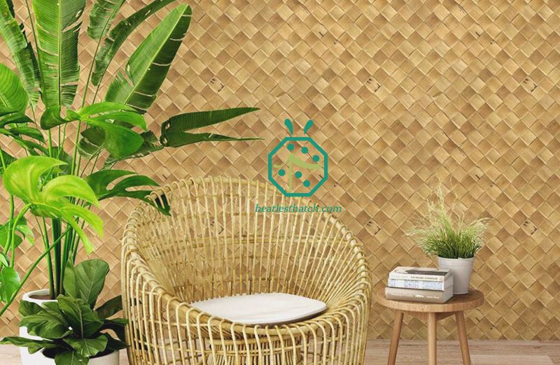 Bamboo woven wall covering for hotel lobby and room