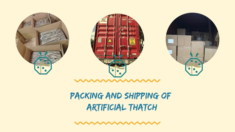 Container loading of artificial thatch roof tiles in China