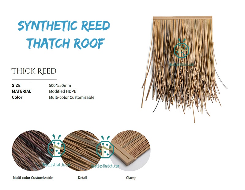Competitive prices of plastic cape reed thatched tiles for gazebo, cottage, bungalow construction