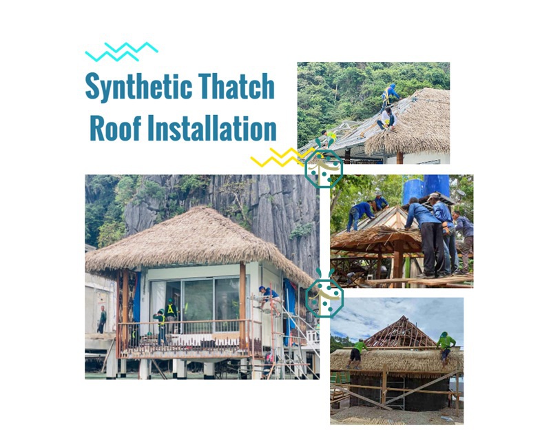 Thatched roof repairs and install waterproof fabric