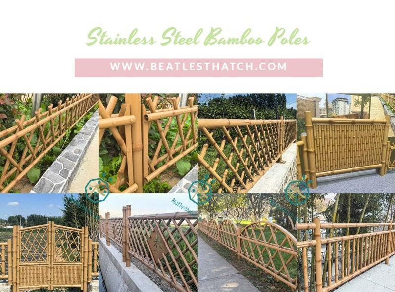Iron bamboo fence for privacy screen in backyard garden