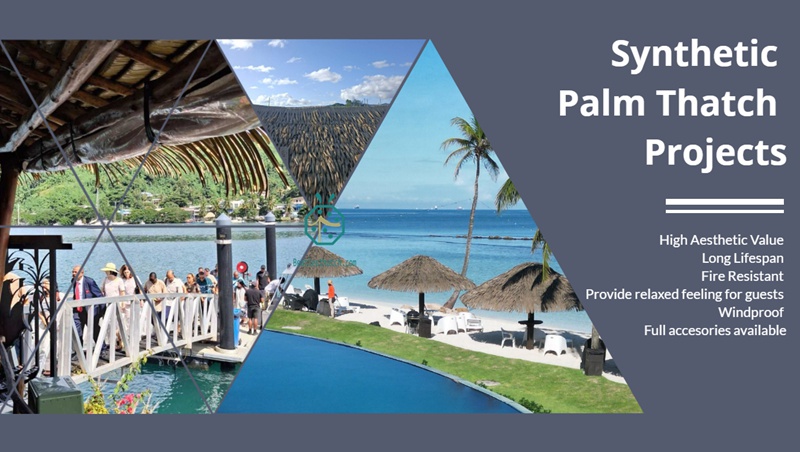 Synthetic Palm Thatch Roof For Urban Park Restaurant Decoration Synthetic Palm Thatch Roof For Urban Park Restaurant Decoration