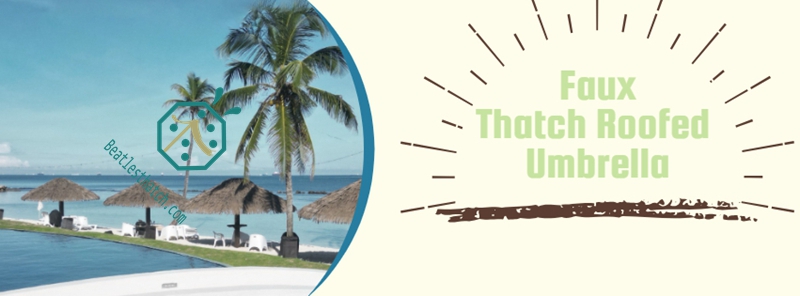 Synthetic Palm Thatch Roofing Panel Products For Resort Hotel Swimming Pool Umbrella Covering