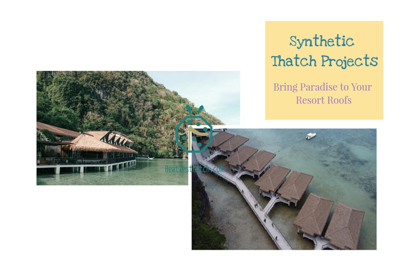 High-quality artificial thatch roof products for exterior sunshade and palapa buildings of overseas tourism facilities