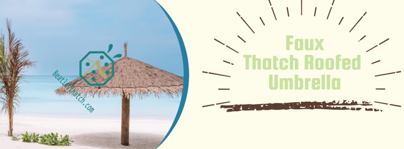 Beach Palapa Umbrella with artificial thatch roof covering