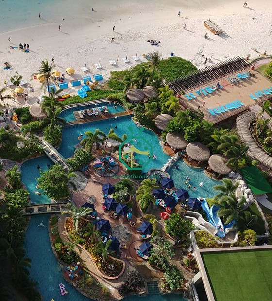 Guam Dusit Hotel Swimming Pool künstliches Strohdachprojekt